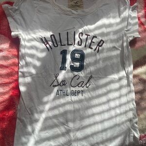Hollister White Tee with Navy & Burgundy Graphic